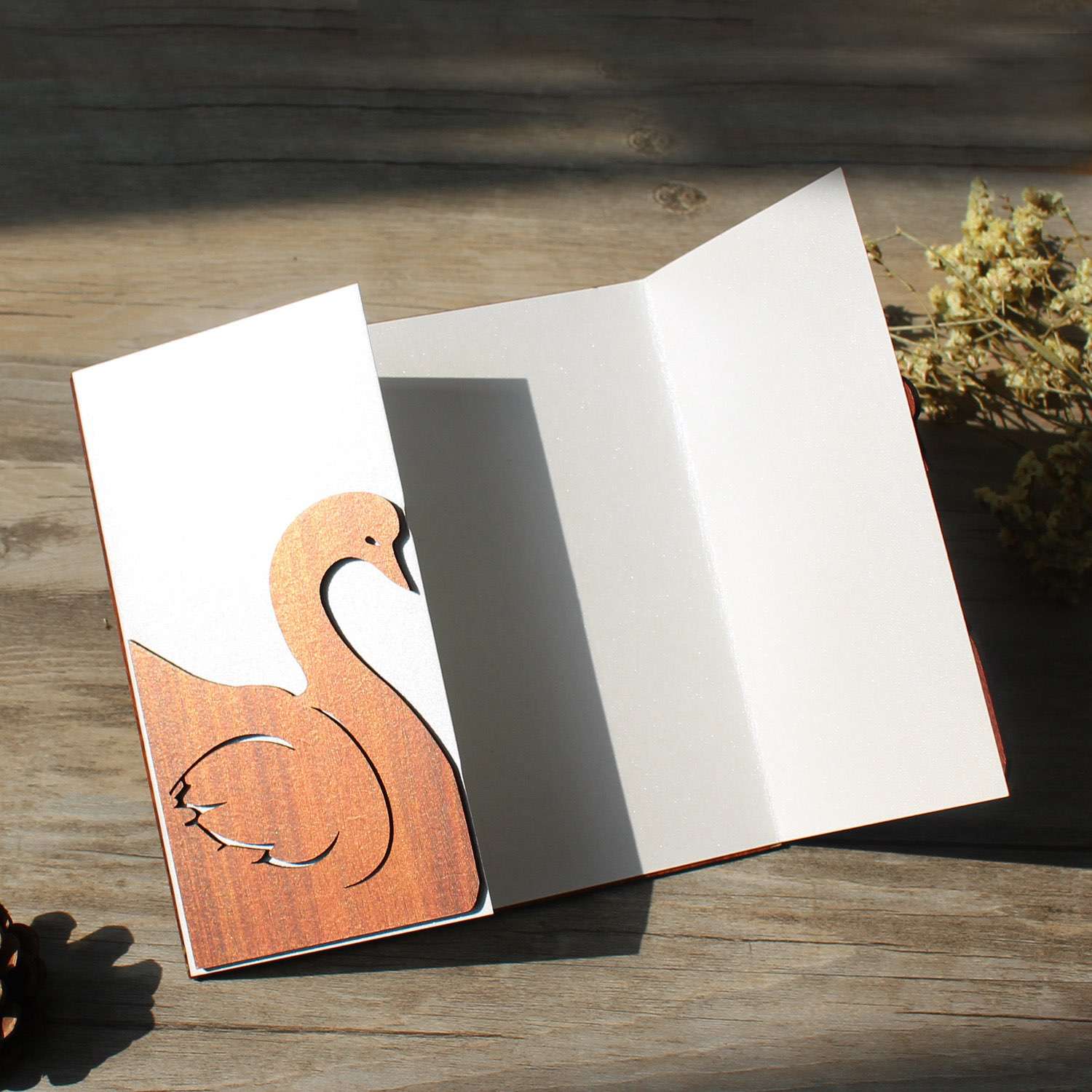 Latest  Invitation Card Wooden Invitation Swan Pattern Customized